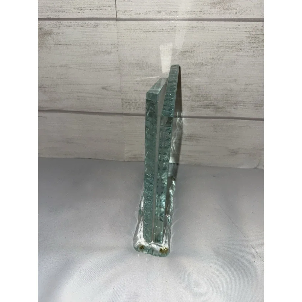 Andrew Pearson Design Cut Glass‎ Crackled Edge Photo Frame Stand Heavy Geometric